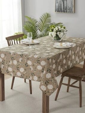 Farmhouse Fabric Tablecloth Summer Floral Fabric 60" x 84"